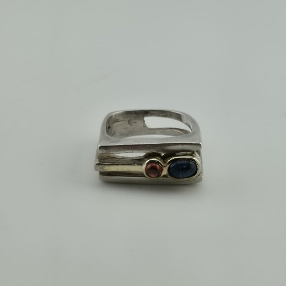 Sterling Silver Ring Mid-Century contemporary Artisan Minimalist Square Stack 8 - Picture 12 of 14
